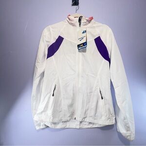 Brooks Essential Run Jacket II White and Royal Purple - Size Medium - NWT